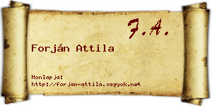 Forján Attila névjegykártya